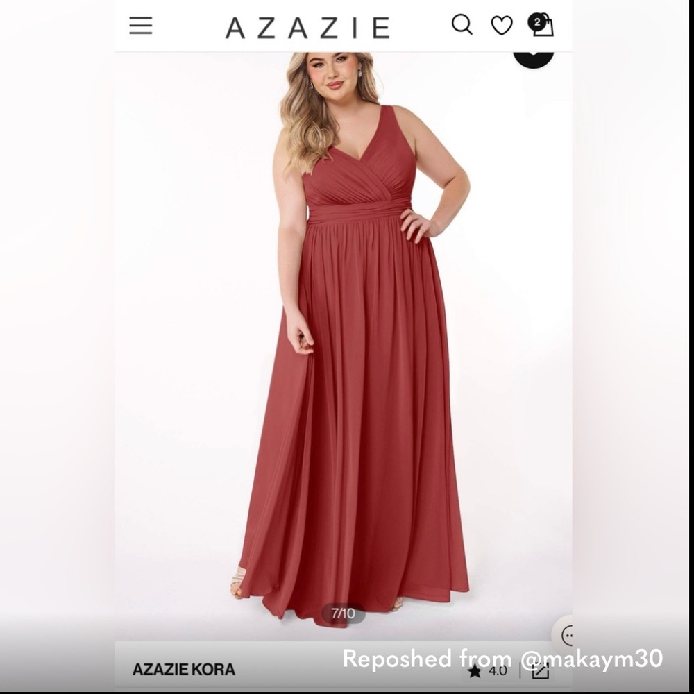 Azazie Kora Bridesmaid Dress, color: Rust, Size: A22